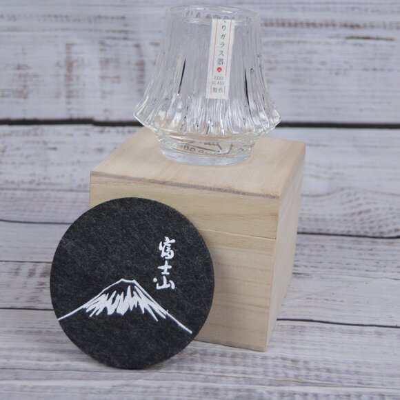 Edo Kiriko Glass Whiskey Glass Drinkware Stars 7.4 oz Coaster & Box NEW - Picture 16 of 16